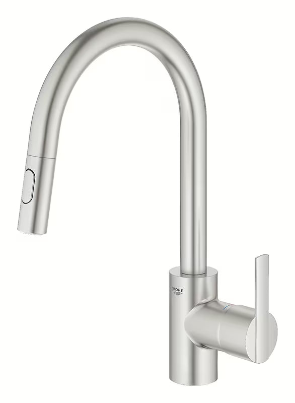 Armatura za Pomivalno Korito Grohe Feel v izvedbi supersteel z visokim vrtljivim izlivom in izvlečno prho