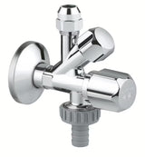 Kotni ventil Grohe pro za stensko montažo s protipovratnim ventilom in kovinsko rozeto.