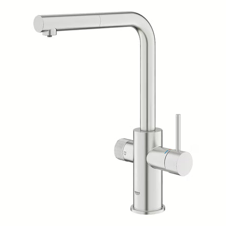 Grohe Blue Pure 2022 armatura za pomivalno korito s filtrirno funkcijo v izvedbi supersteel