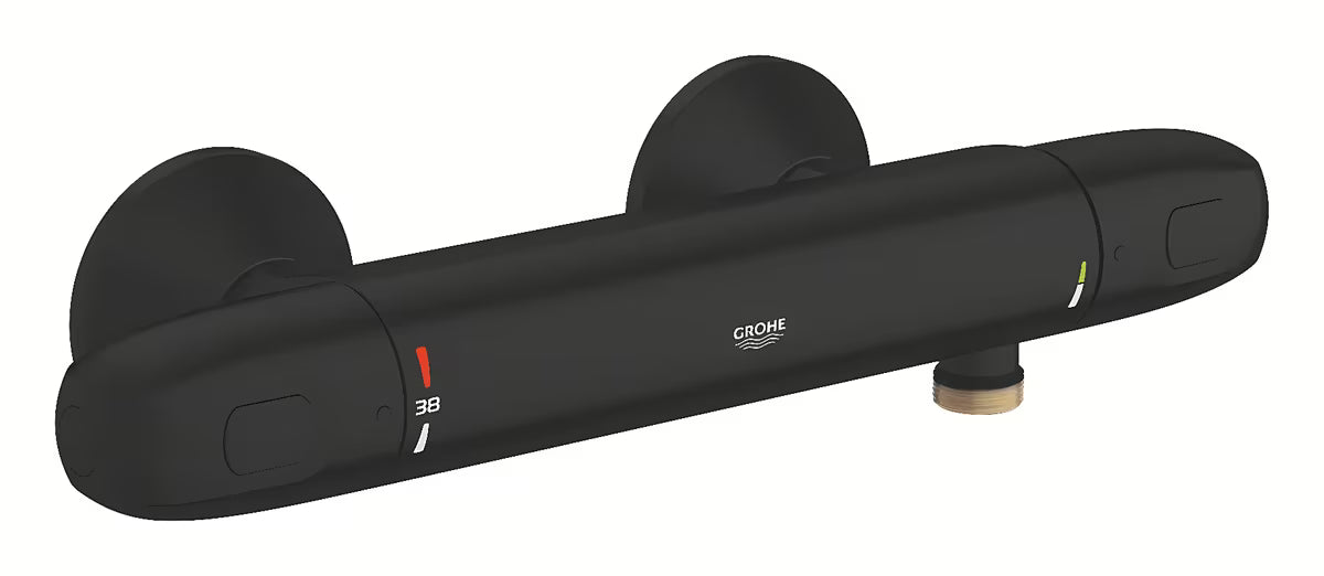 Termostatska stenska armatura za tuš Grohe Grohtherm 1000 v mat črni barvi