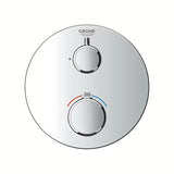 Podometna termostatska armatura za tuš Grohe Grohtherm v krom izvedbi z varnostno omejitvijo SafeStop.