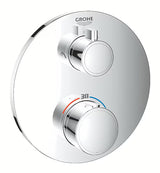 Podometna termostatska armatura za tuš Grohe Grohtherm v krom izvedbi pro nadglavno in ročno prho.