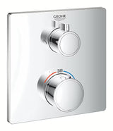 Kromirana podometna termostatska armatura za tuš Grohe Grohtherm pro za upravljanje nadglavne in ročne tuši.