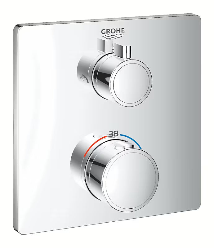 Kromirana podometna termostatska armatura za tuš Grohe Grohtherm pro za upravljanje nadglavne in ročne tuši.