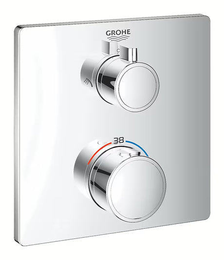 Kromirana podometna termostatska armatura za tuš Grohe Grohtherm pro za upravljanje nadglavne in ročne tuši.