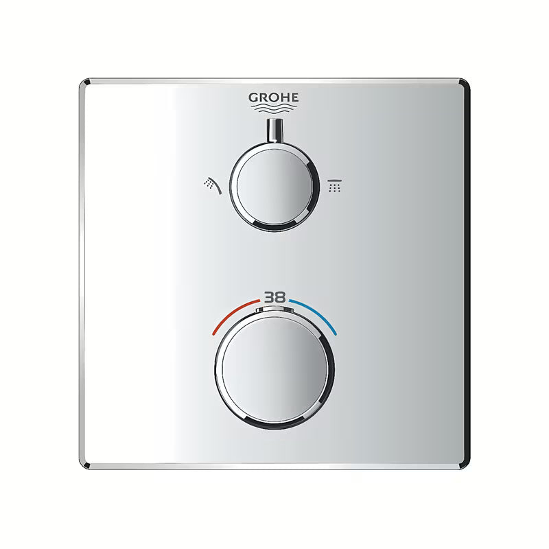 Kromirana podometna termostatska armatura za tuš Grohe Grohtherm pro za upravljanje nadglavne in ročne tuši.