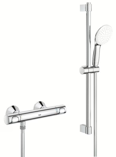Grohe Grohtherm 500 termostatska armatura za tuš v kromu s pršno garnituro z letvijo