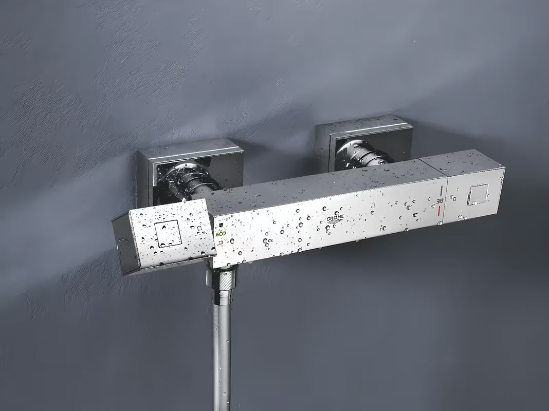 Termostatska armatura za tuš Grohe Grohtherm Cube v kromirani izvedbi z oglato zasnovo