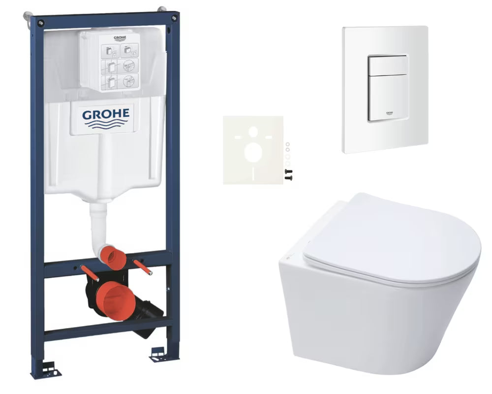 Viseči WC set SAT Infinitio z instalacijskim modulom Grohe Rapid SL in tipko Skate Cosmopolitan