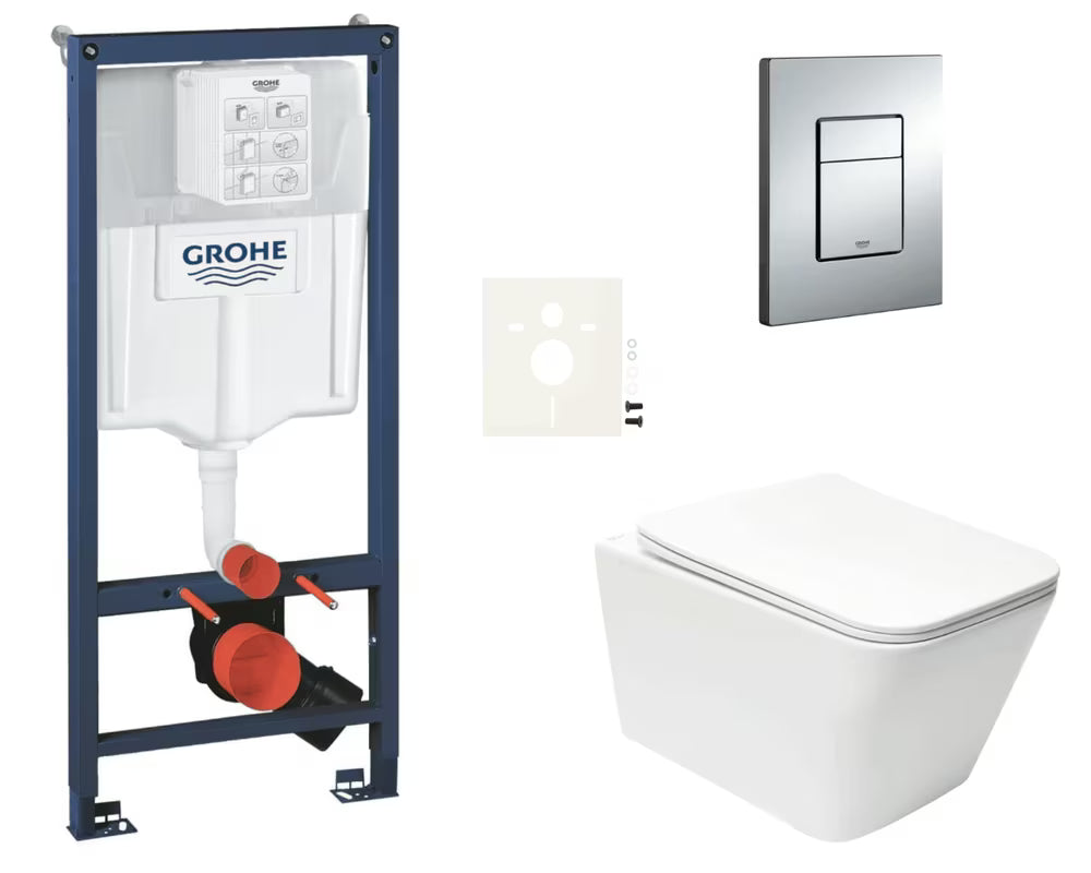 Viseči WC set SAT Infinitio z instalacijskim modulom Grohe Rapid SL in tipko za splakovanje Even