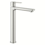 Visoka enoročna armatura za umivalnik Grohe Lineare v izvedbi supersteel pro prostostoječi umivalnik 