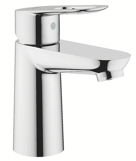 Kromirana enoročna armatura za umivalnik Grohe bauloop brez odtoka z ovalnim zankastim ročajem