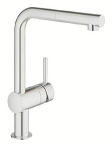 Armatura za Pomivalno Korito Grohe Minta v izvedbi supersteel z vrtljivim L-izlivom in izvlečno prho.