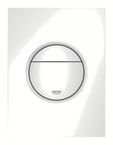 Bel splakovalni tipka Grohe Nova Cosmopolitan S Alpine White pro podometne splakovalniki z dvojnim splakovanjem.