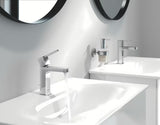 Kromirana enoročna armatura za umivalnik Grohe Plus z odtokom in varčnim pretokom 5,7 l/min