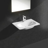 Kromirana enoročna armatura za umivalnik Grohe Plus z vrtljivim iztokom in odtočnim kompletom