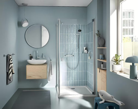 Grohe Precision Flow termostatska armatura za tuš v krom izvedbi s pršno garnituro in letvijo