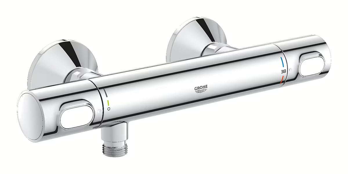 Termostatska stenska armatura za tuš Grohe Precision Flow v krom izvedbi s SafeStop in EcoJoy