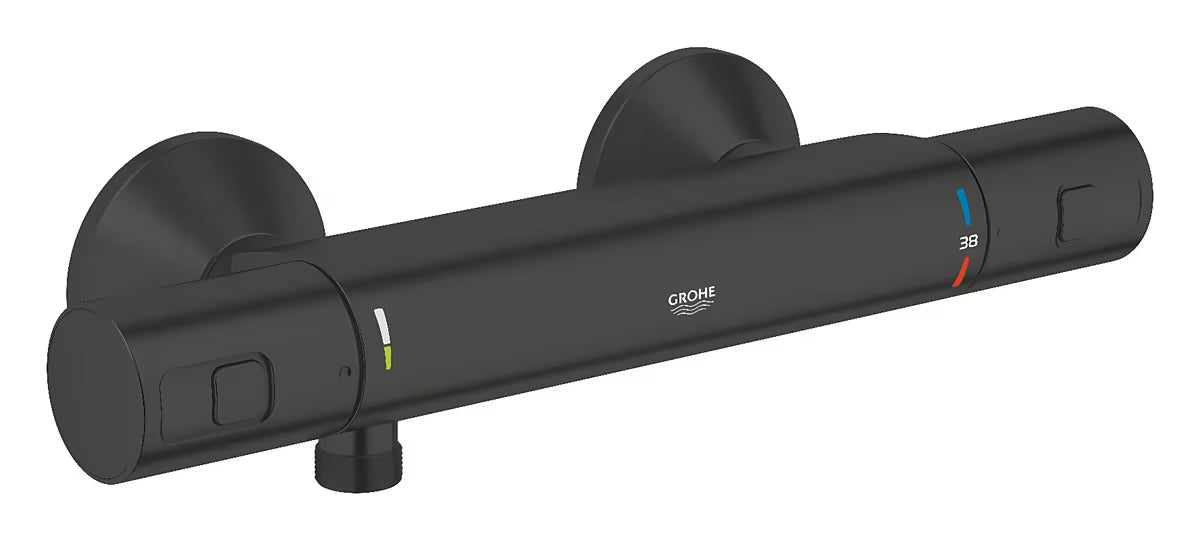 Termostatska stenska armatura za tuš Grohe Precision Start v mat črni barvi