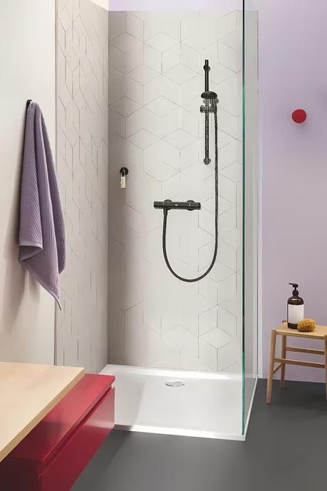 Termostatska stenska armatura za tuš Grohe Precision Start v mat črni barvi
