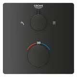 Podometni tušni sistem Grohe Precision Thermostat v mat črni barvi z nadglavno in ročno prho