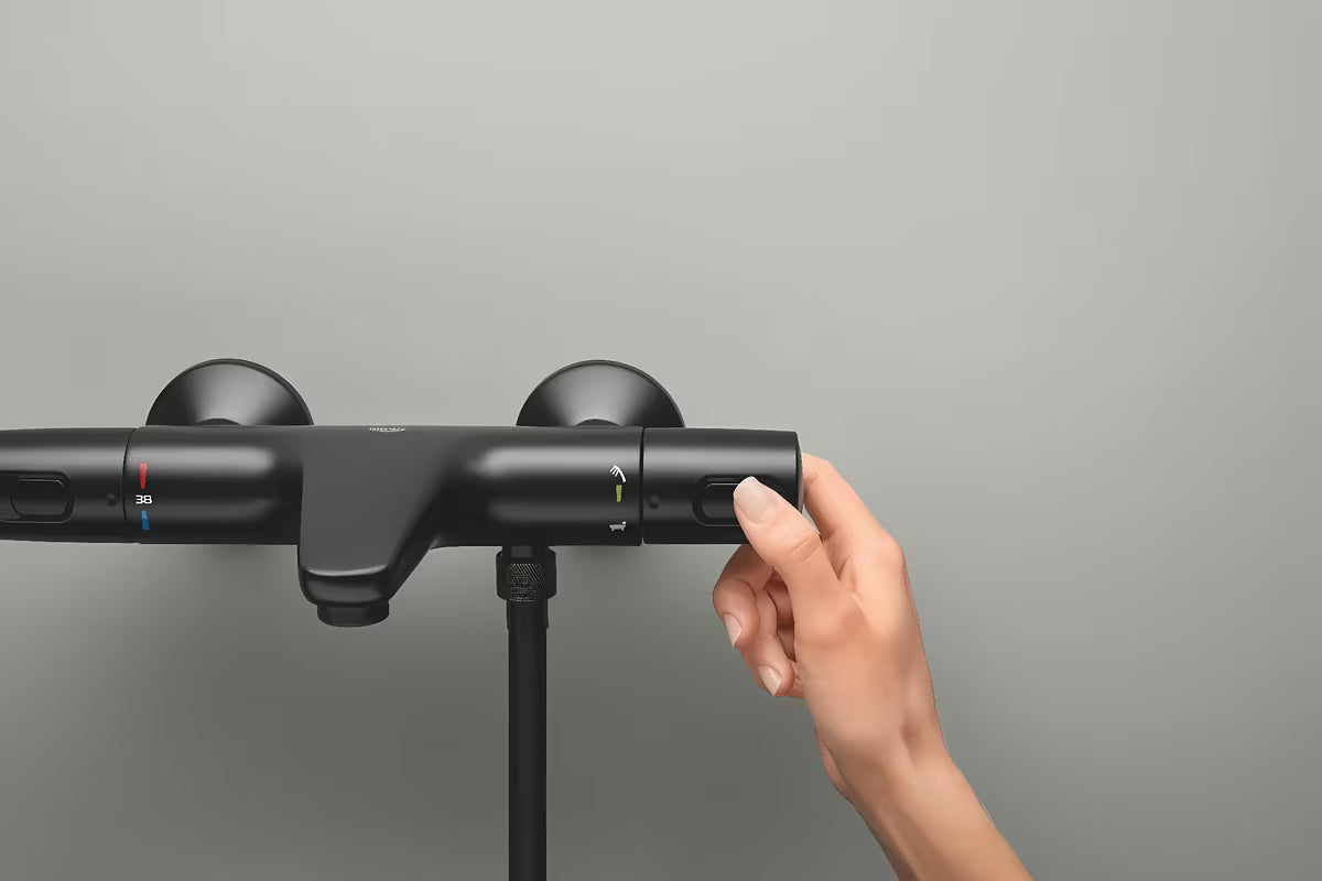 Grohe Precision Trend termostatska armatura za kad v mat črni barvi pro za stensko montažo