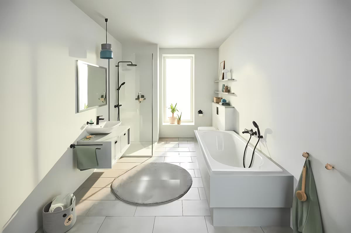 Grohe Precision Trend termostatska armatura za kad v mat črni barvi pro za stensko montažo