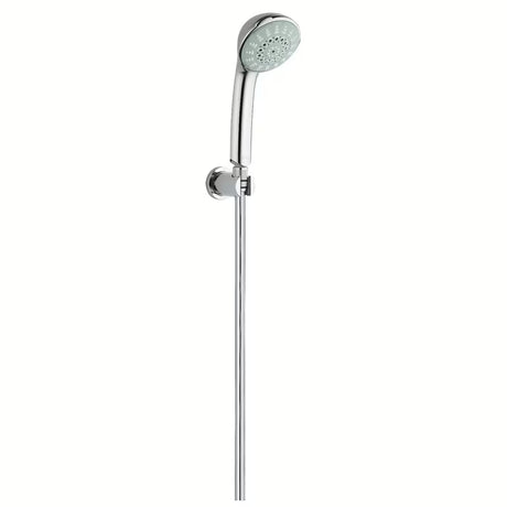 Kromiran fiksni stenski nosilec tuš ročke Grohe Rainshower z okroglo rozeto