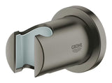Stenski nosilec tuš ročke Grohe Rainshower z okroglo rozeto v površinski obdelavi Brushed Hard Graphite.