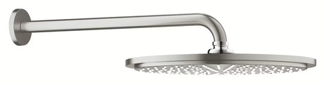 Nadglavna prha Grohe Rainshower Cosmopolitan 310 v kovinski izvedbi in s tuš ročko v površini supersteel.