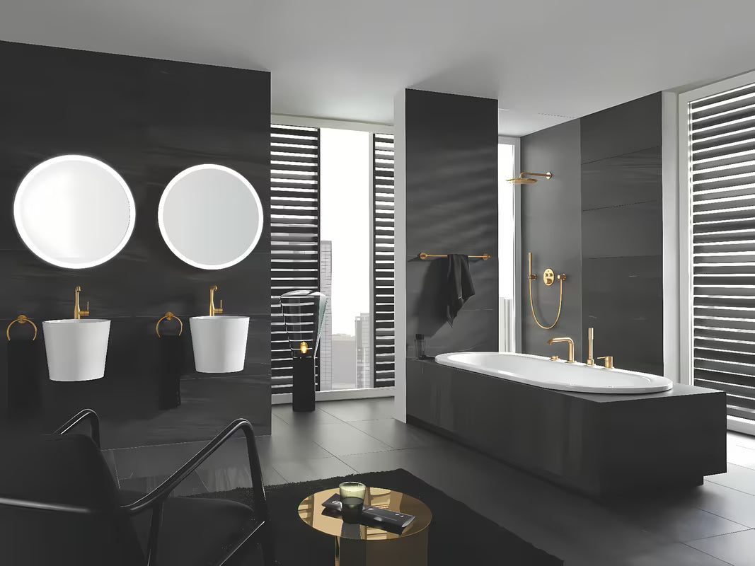 Grohe Rainshower Cosmopolitan Metal nadglavna prha 310 z držalom prhe v barvi Brushed Cool Sunrise