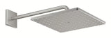 Nadglavna prha Grohe Rainshower 310 Mono Cube s stenskim tuš ročajem v izvedbi supersteel.
