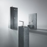 Nadglavna prha Grohe Rainshower 310 Mono Cube s stenskim tuš ročajem v izvedbi supersteel.