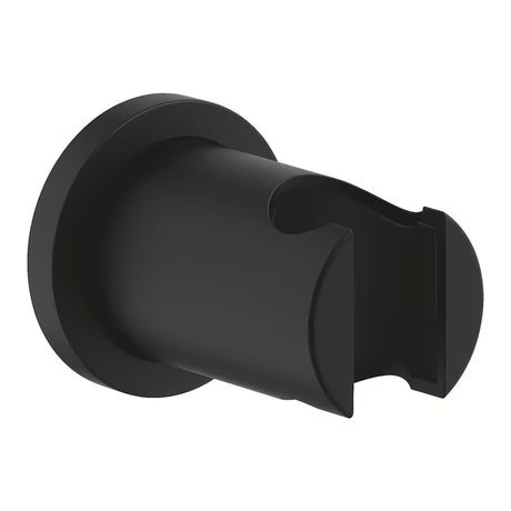 Fiksni nosilec tuš ročke Grohe Rainshower neutral z okroglo rozeto v barvi phantom black.