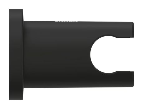 Fiksni nosilec tuš ročke Grohe Rainshower neutral z okroglo rozeto v barvi phantom black.