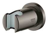 Fiksni stenski držalo ročna tuši Grohe Rainshower neutral z okroglo rozeto v izvedbi Hard Graphite.