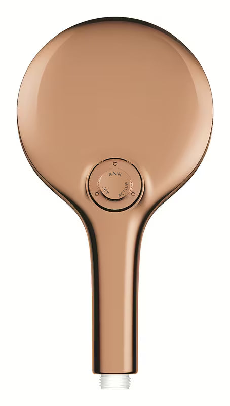 Ročna prha Grohe Rainshower 130 SmartActive v površinski obdelavi warm sunset s tremi načini curka.