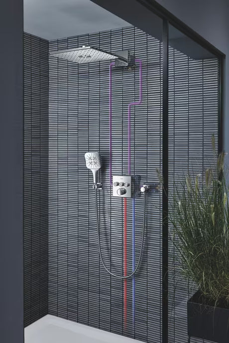 Kromirana ročna prha Grohe Rainshower smartactive Cube s tremi curki in preklopom SmartTip