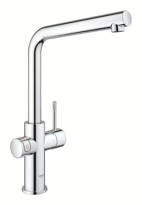 Kromirana armatura za pomivalno korito Grohe Red Duo z L-izlivom pro za takojšnjo vrelo vodo