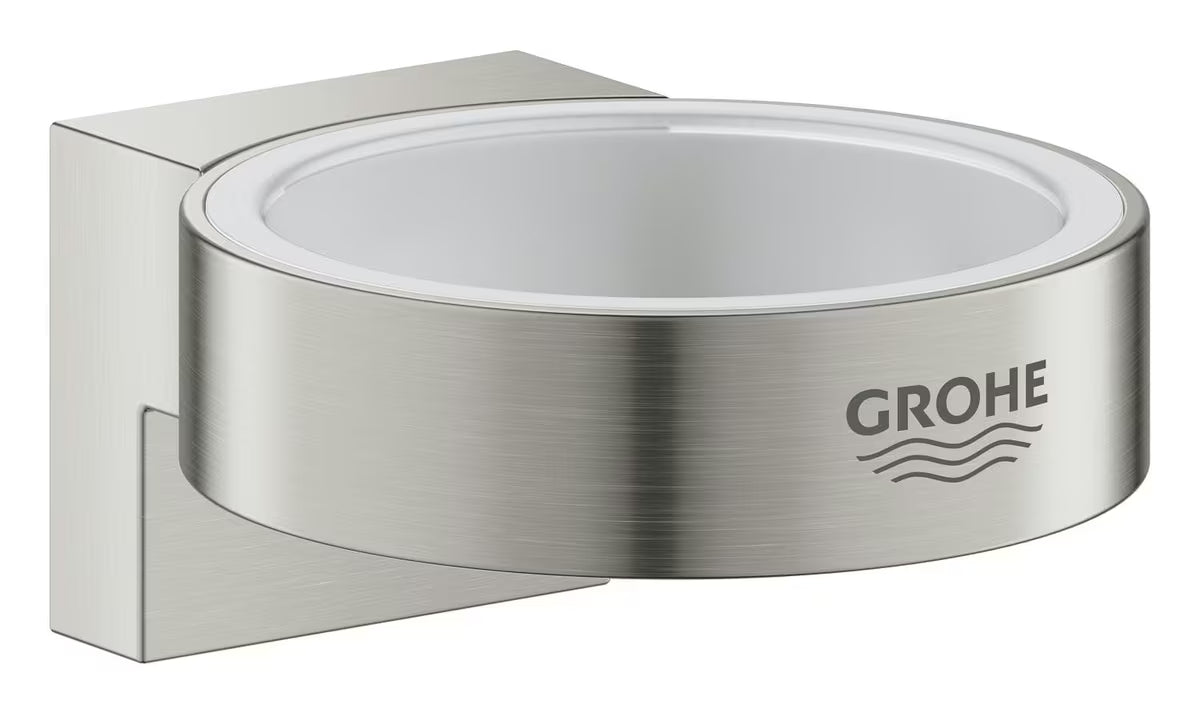 Stenski držalo za kozarec brez kozarca Grohe Selection v izvedbi supersteel s skritim pritrjevanjem.