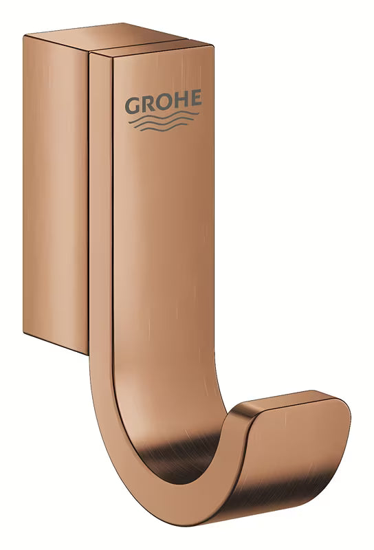Kovinski kopalniški kavelj Grohe Selection v izvedbi Brushed Warm Sunset s skritim pritrjevanjem.