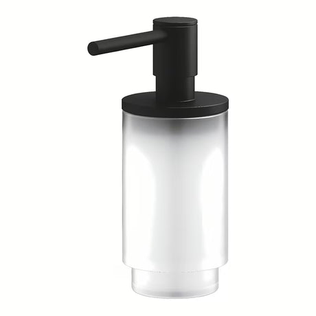 Dozirnik za Milo Grohe Selection v barvi phantom black iz kombinacije stekla in kovine.