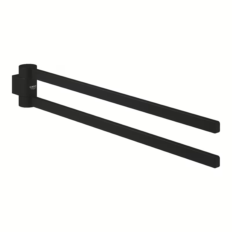 Dvojni držalo za brisače Grohe Selection z dvema vrtljivima ročajema v barvi phantom black.