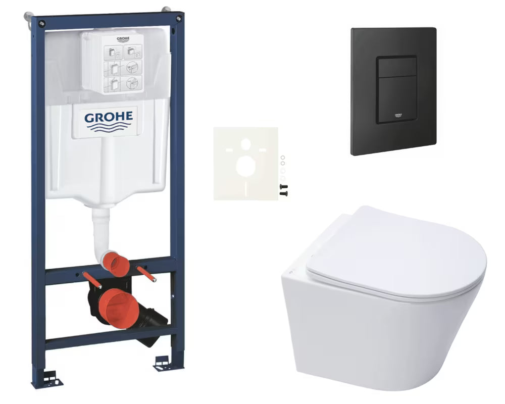 Viseči WC set SAT Infinitio z instalacijskim modulom Grohe Rapid SL in tipko za splakovanje Even