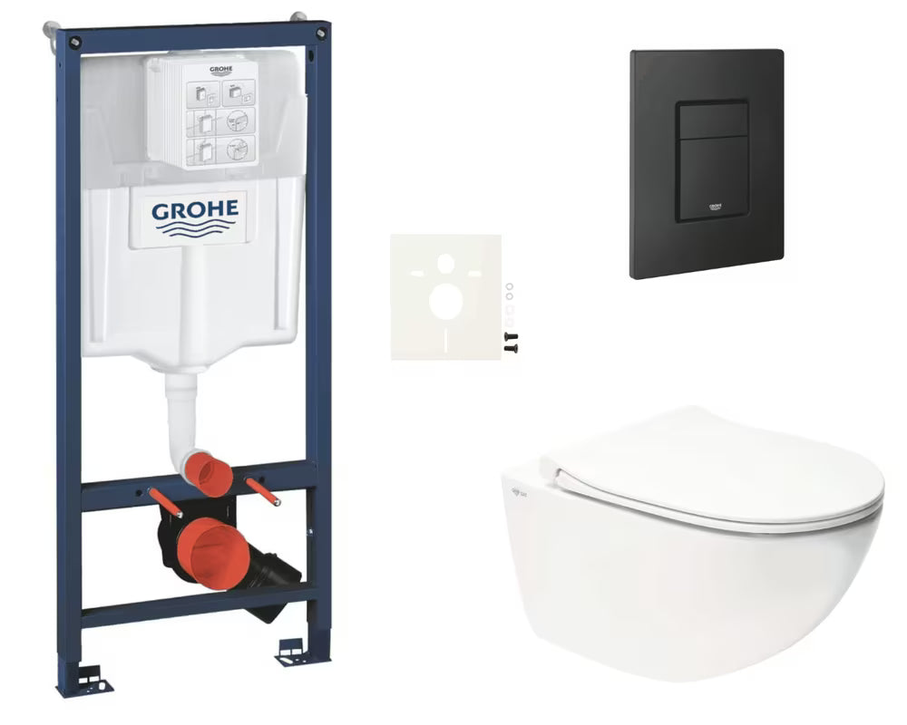 Viseči WC set SAT Infinitio z instalacijskim modulom Grohe Rapid SL, tipko Even in sedežem mehko Zapiranje Soft Close