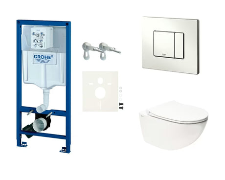 Viseči WC set SAT Infinitio z modulom Grohe Rapid SL, tipko Skate Cosmopolitan in sedežem WC školjka