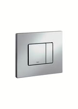 Splakovalna tipka Grohe Skate Cosmopolitan v izvedbi titanium/brilliant chrom s površino proti prstnim odtisom.