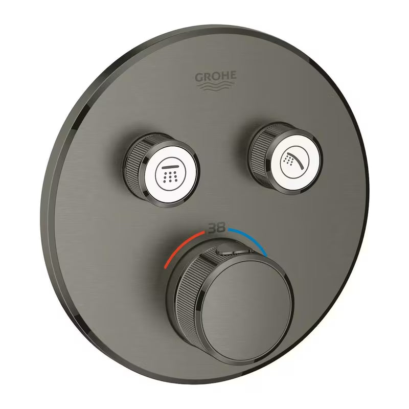 Podometna termostatska armatura za tuš Grohe Grohtherm smartcontrol v izvedbi brushed hard graphite.