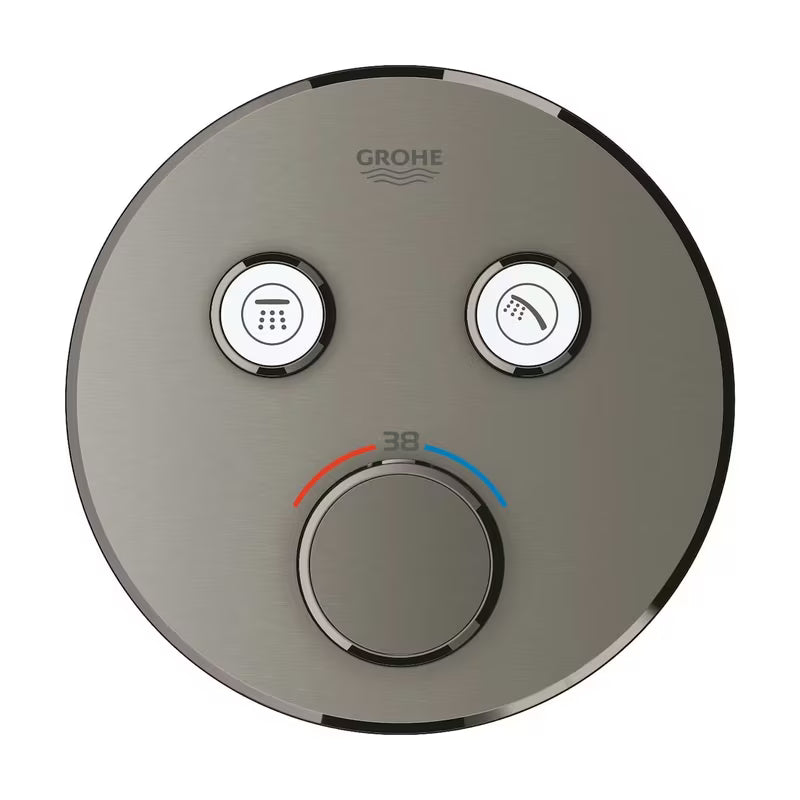 Podometna termostatska armatura za tuš Grohe Grohtherm smartcontrol v izvedbi brushed hard graphite.