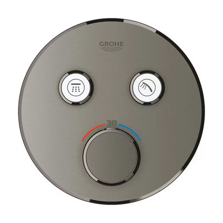 Podometna termostatska armatura za tuš Grohe Grohtherm smartcontrol v izvedbi brushed hard graphite.
